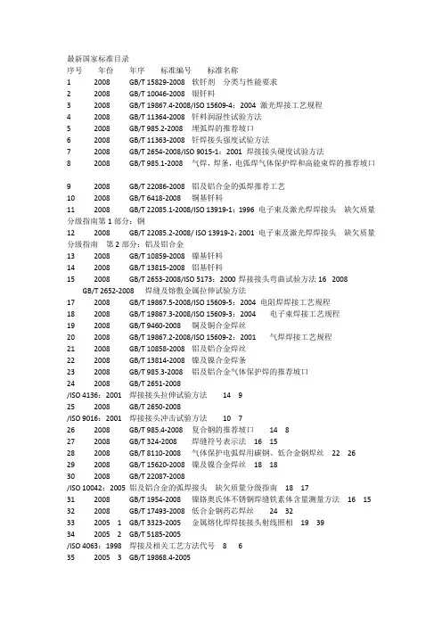 常用焊接国家标准号