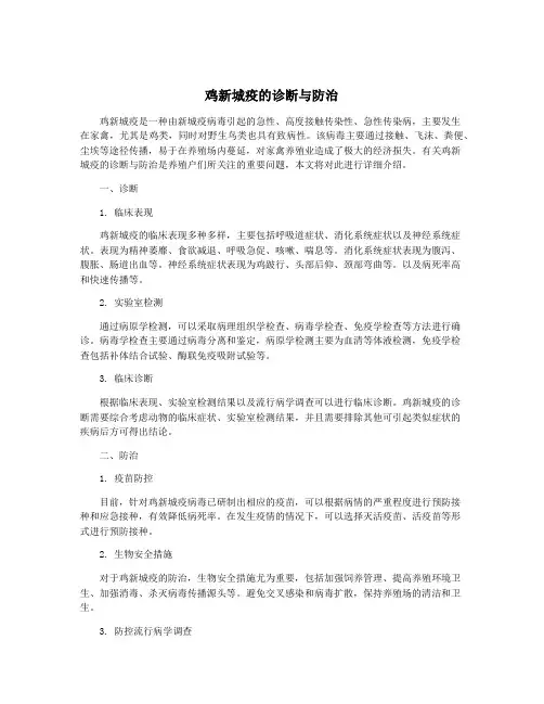 鸡新城疫的诊断与防治