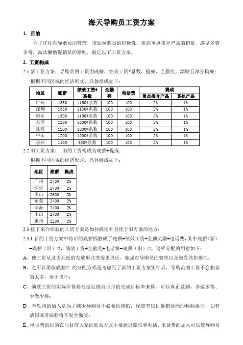 海天导购员薪资方案
