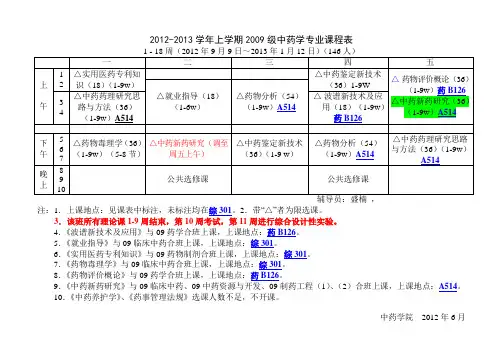 2012-2013学年上学期中药学院课表8306稿