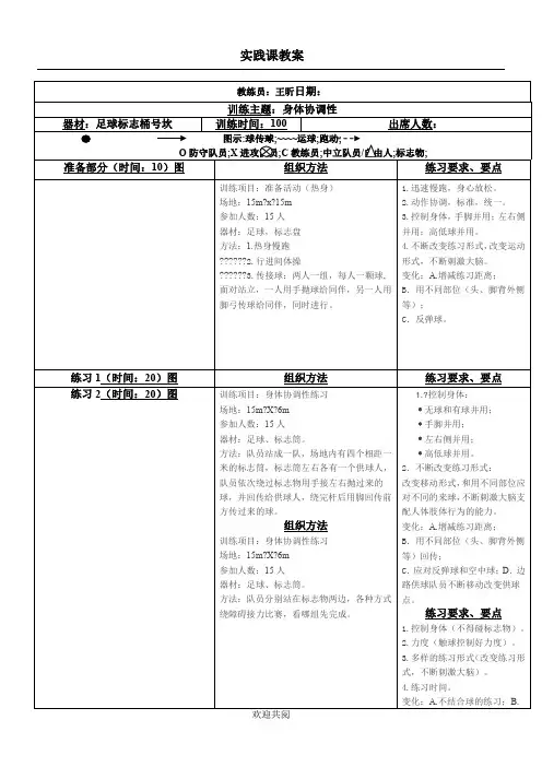 身体协调性练习-实践课教案