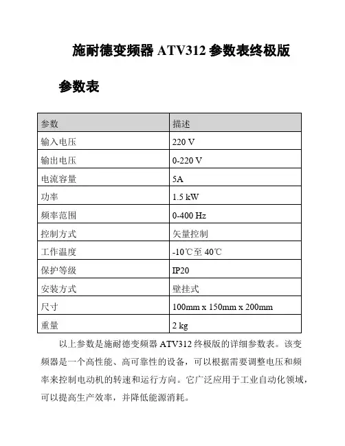 施耐德变频器ATV312参数表终极版
