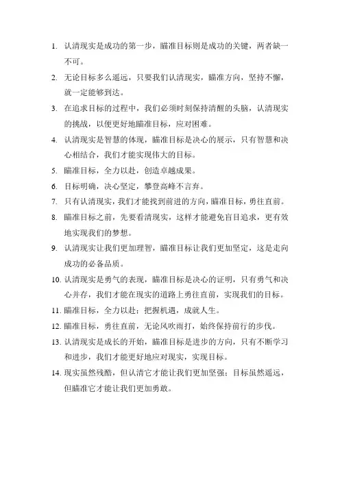 认清现实瞄准目标的句子