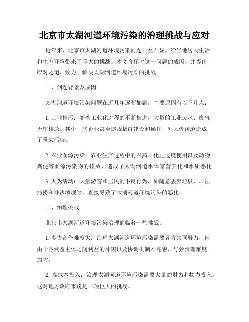 北京市太湖河道环境污染的治理挑战与应对