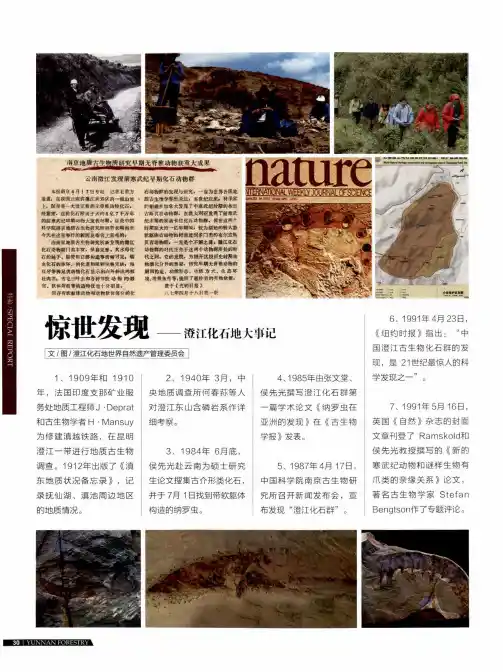 惊世发现--澄江化石地大事记
