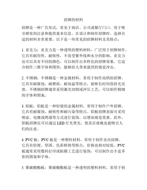 招牌的材料
