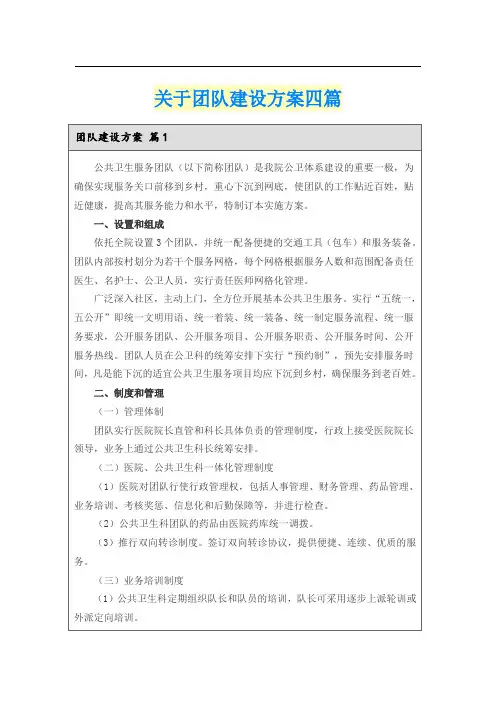 关于团队建设方案四篇