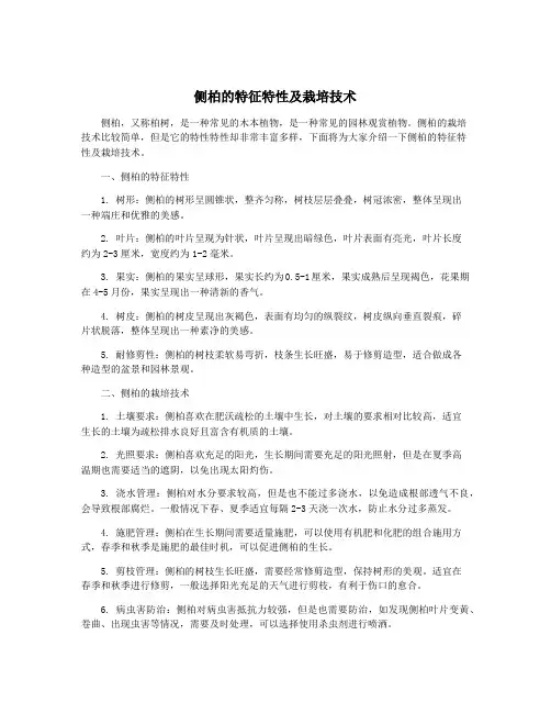 侧柏的特征特性及栽培技术