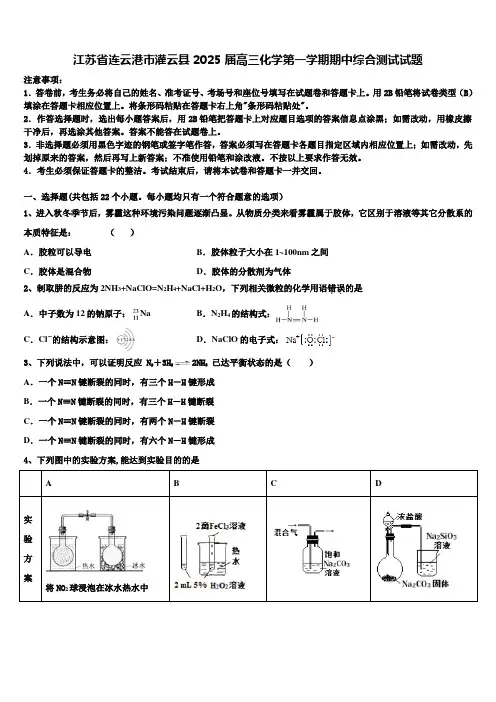 江苏省连云港市灌云县2025届高三化学第一学期期中综合测试试题含解析