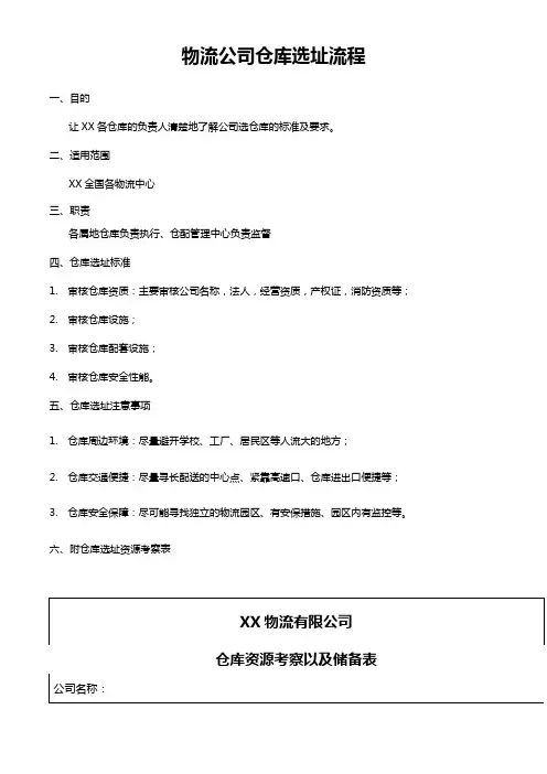 物流公司仓库选址流程