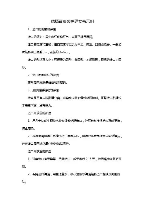 结肠造瘘袋护理文书示例