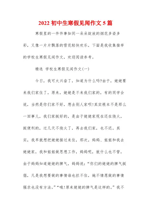 2022初中生寒假见闻作文5篇