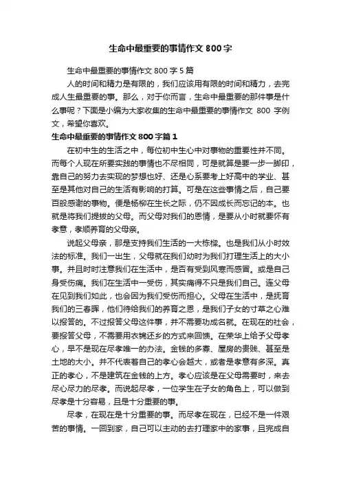生命中最重要的事情作文800字
