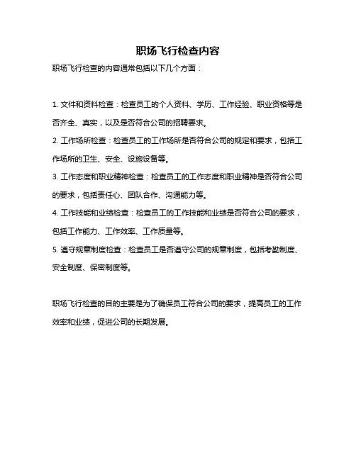 职场飞行检查内容