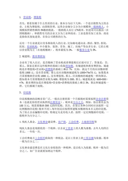 各行业税点大全