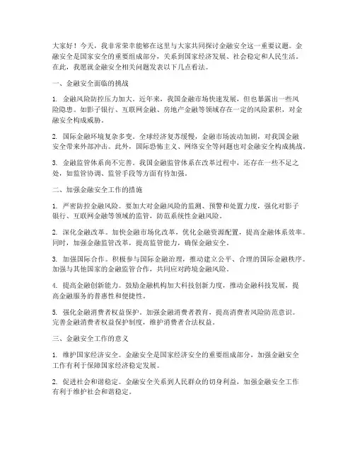 金融安全研讨发言稿范文