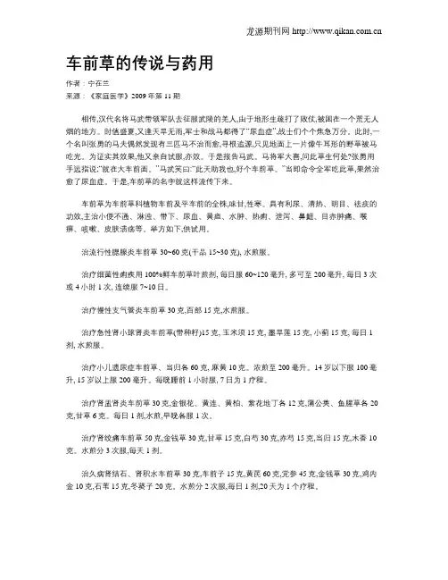 车前草的传说与药用
