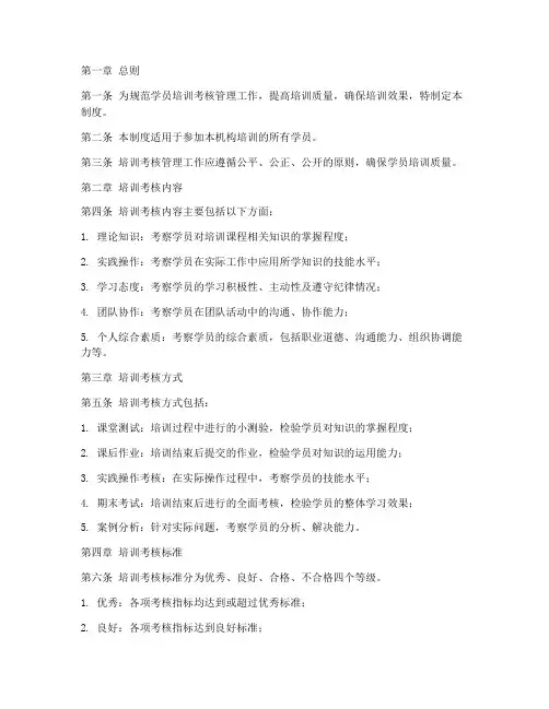 学员培训考核管理制度范本