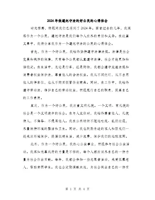 2024年做遵纪守法的好公民的心得体会(二篇)