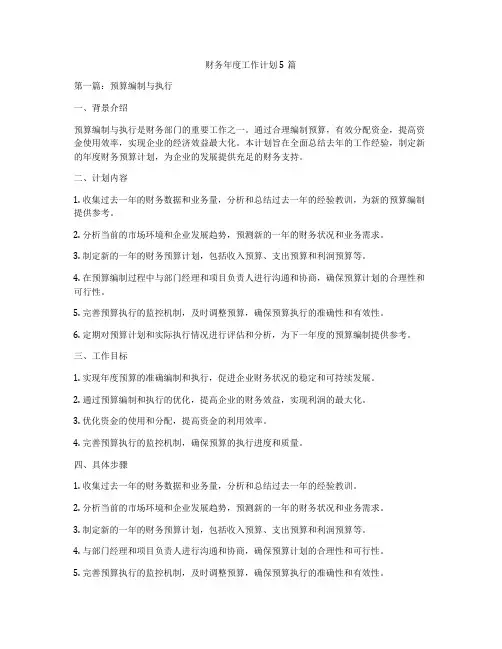 财务年度工作计划5篇