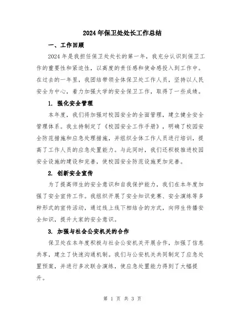2024年保卫处处长工作总结
