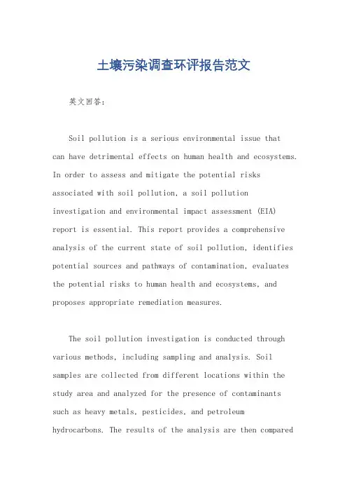 土壤污染调查环评报告范文