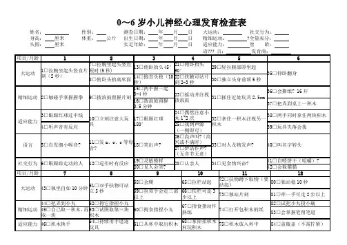 中国0～6岁小儿神经心理发育检查表
