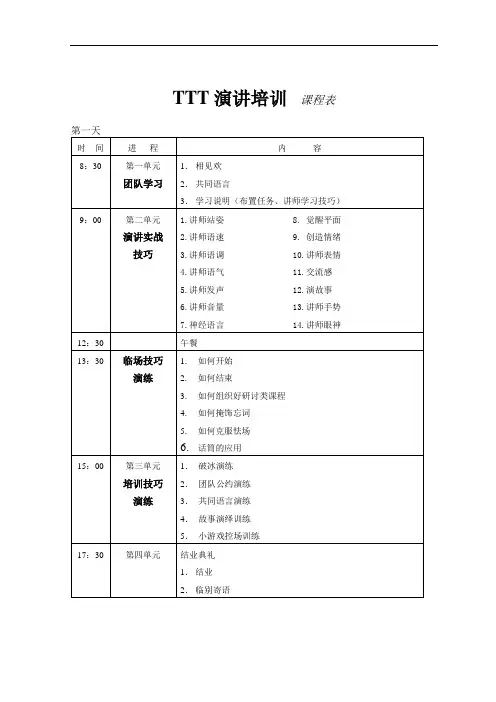 07.TTT演讲教材(学员手册版本14页)