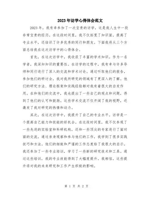 2023年访学心得体会范文