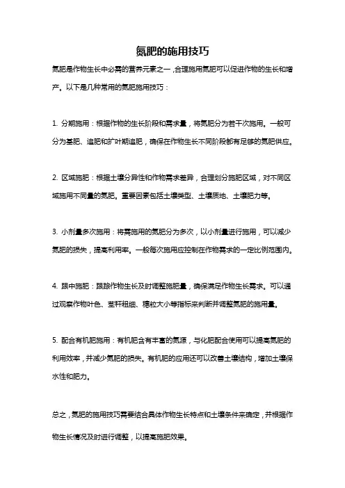 氮肥的施用技巧