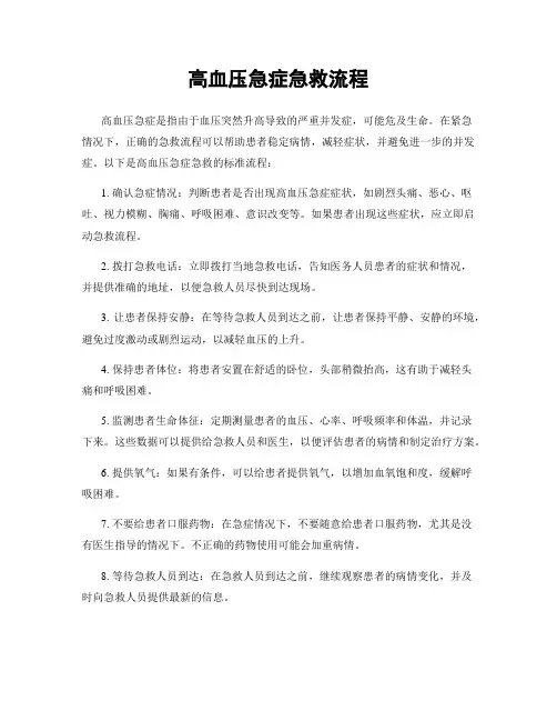 高血压急症急救流程