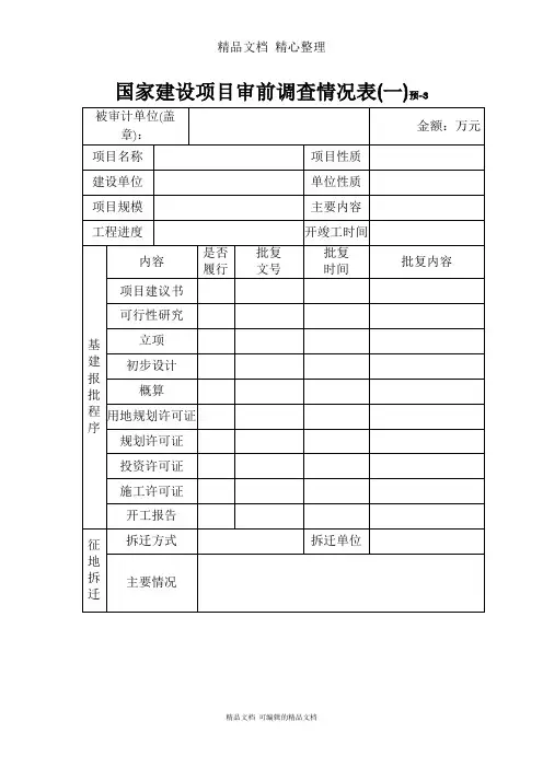 国家建设项目审前调查记录表
