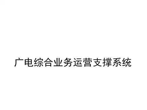 广电综合业务运营支撑系统
