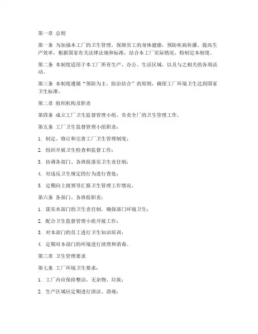 工厂卫生监督管理制度