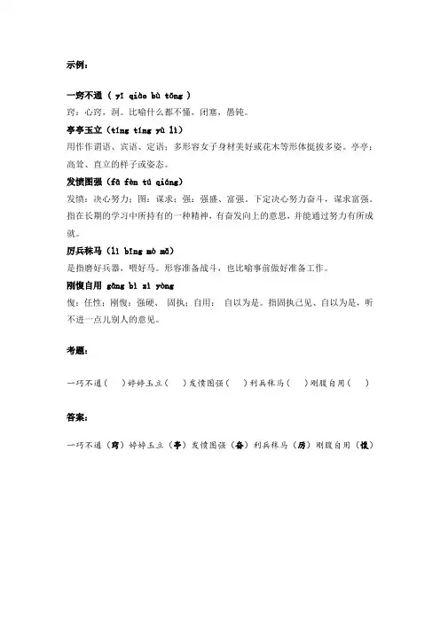 中考常见成语及其易错字集中练习三