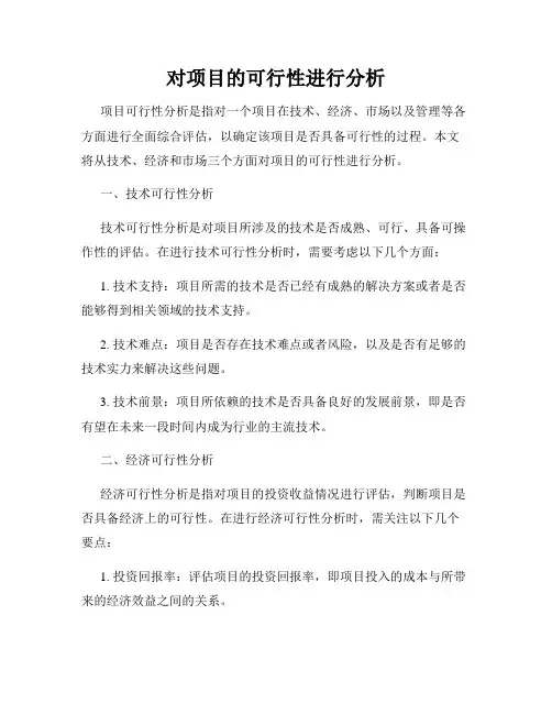 对项目的可行性进行分析