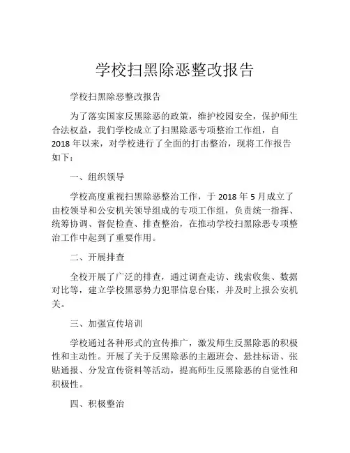 学校扫黑除恶整改报告