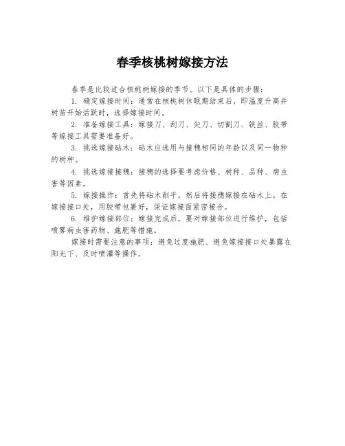 春季核桃树嫁接方法