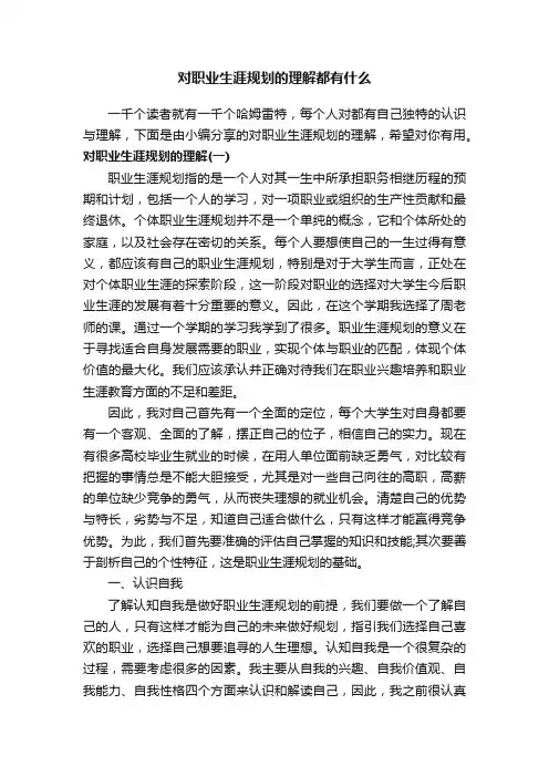 对职业生涯规划的理解都有什么