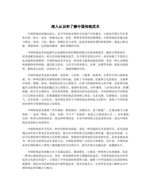 深入认识和了解中国传统武术