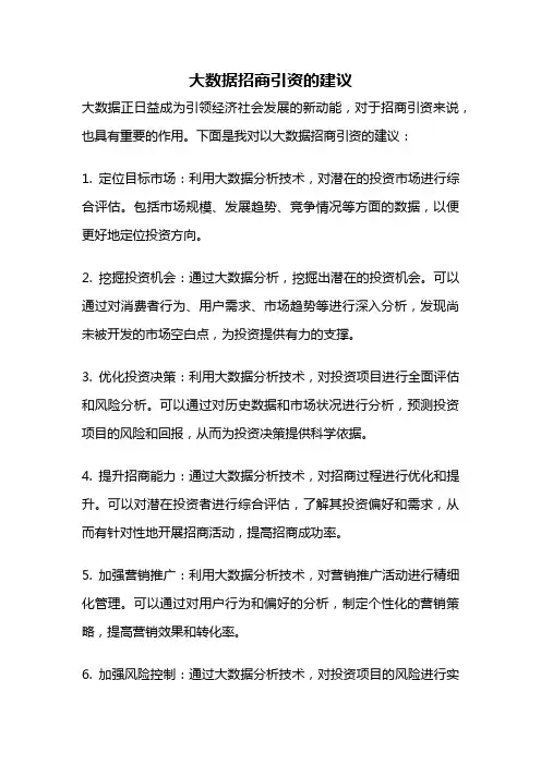 大数据招商引资的建议