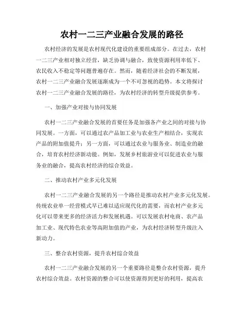 农村一二三产业融合发展的路径