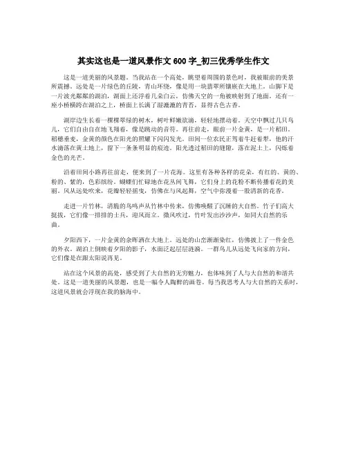 其实这也是一道风景作文600字_初三优秀学生作文