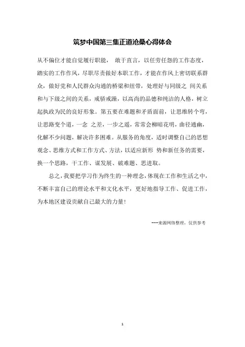 筑梦中国第三集正道沧桑心得体会