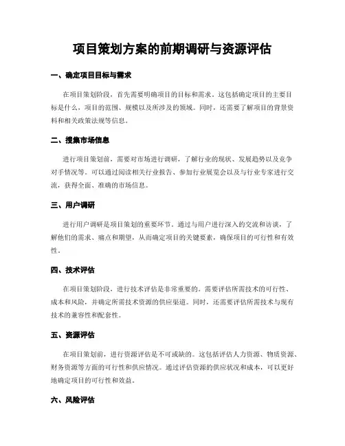 项目策划方案的前期调研与资源评估