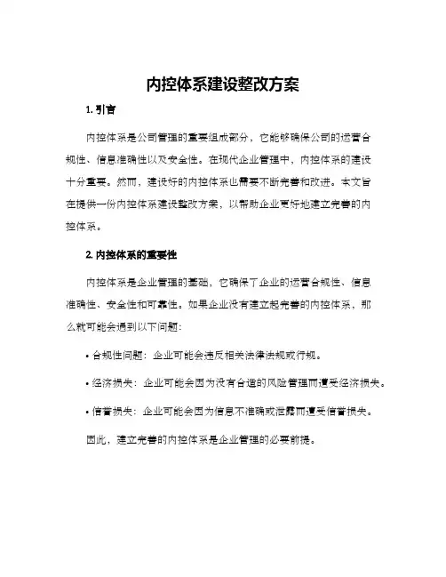 内控体系建设整改方案