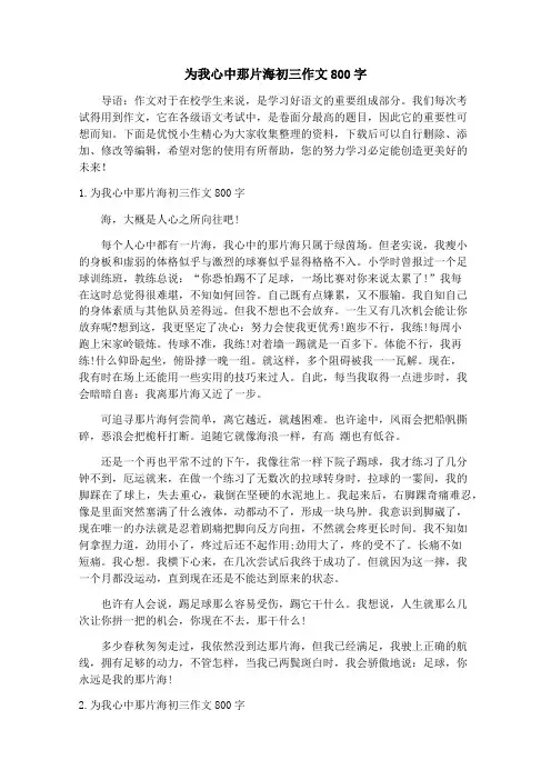 为我心中那片海初三作文800字