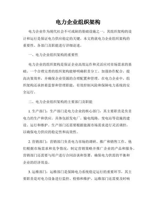 电力企业组织架构
