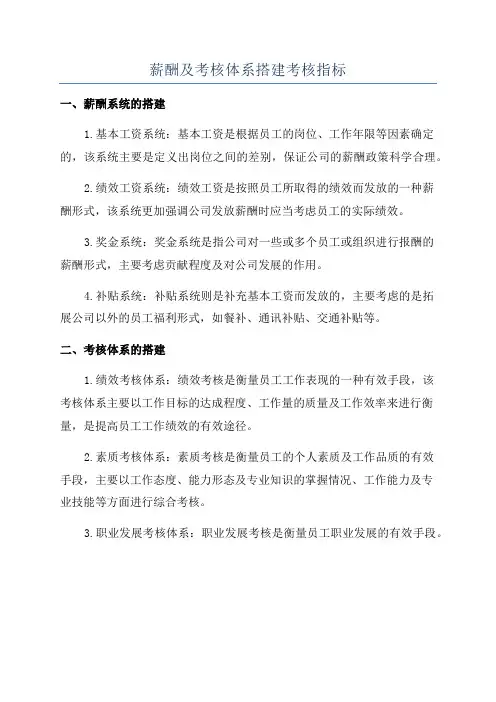薪酬及考核体系搭建考核指标