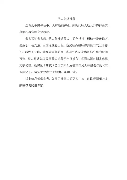 盘古名词解释